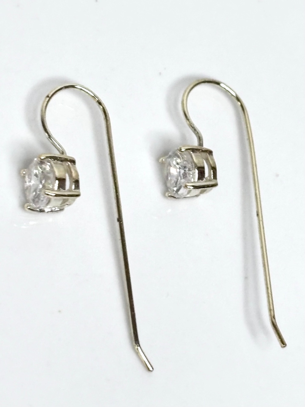 Vintage Sterling Silver 925 Stamped Cubic Zirconia Drop Earrings